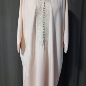 Gandoura marocaine pour homme beige avec broderie