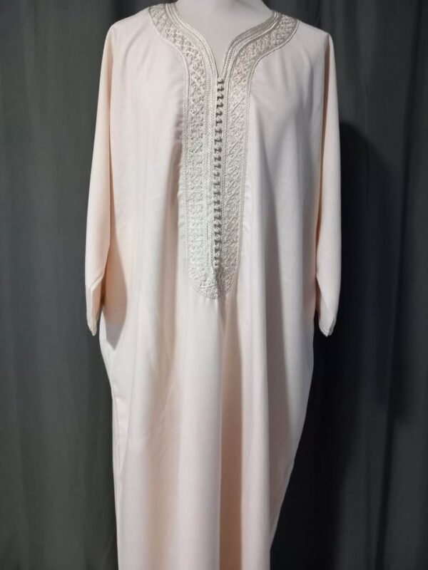 Gandoura marocaine pour homme beige avec broderie