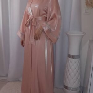 Abaya + Gilet Ensemble 2 Pièces satinées