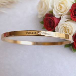 Bracelet en Or Rose gravé Super Maman, cadeau pour la fête des mères