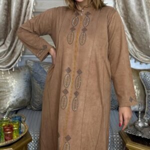 Jellaba marocaine en daim perlée à la Main