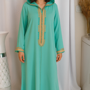 Jellaba marocaine, Djellaba brodée en mrama en crêpe de soie