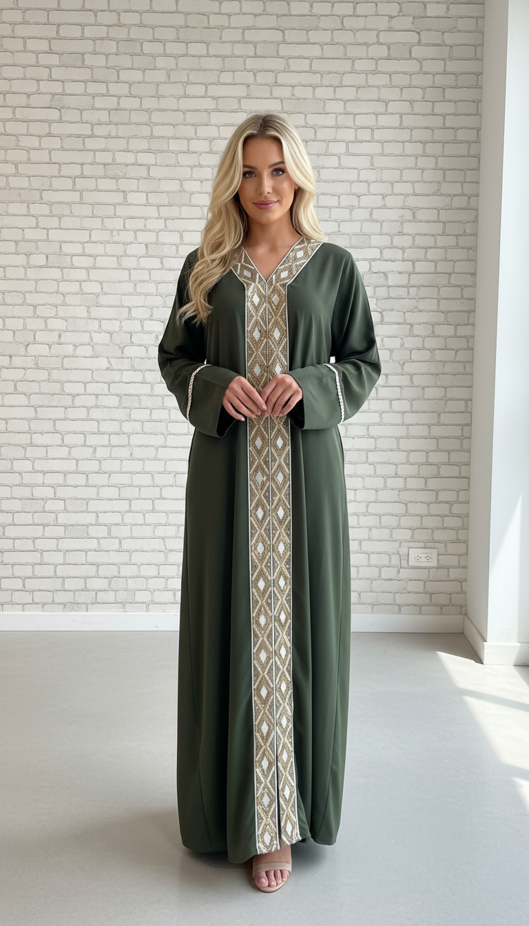 Abaya Pailletée, Robe longue en soie de Médine