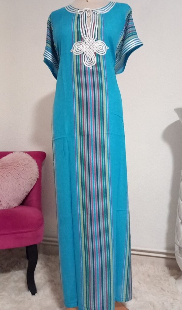 Gandoura marocaine de couleur turquoise – Image 4