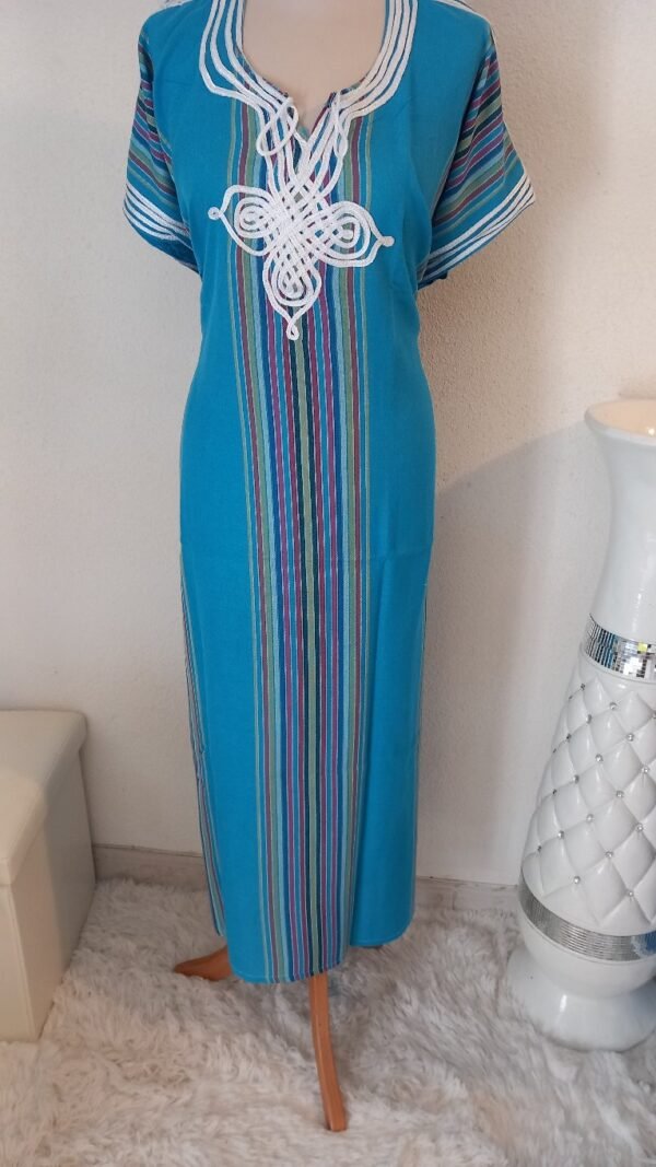 Gandoura marocaine de couleur turquoise – Image 5