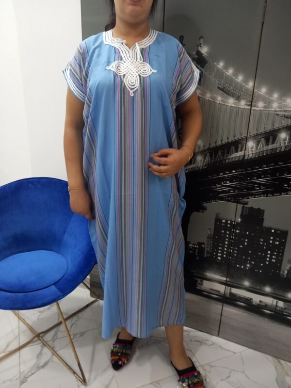 Gandoura marocaine de couleur turquoise – Image 6