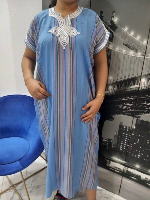 Gandoura marocaine de couleur turquoise – Image 7