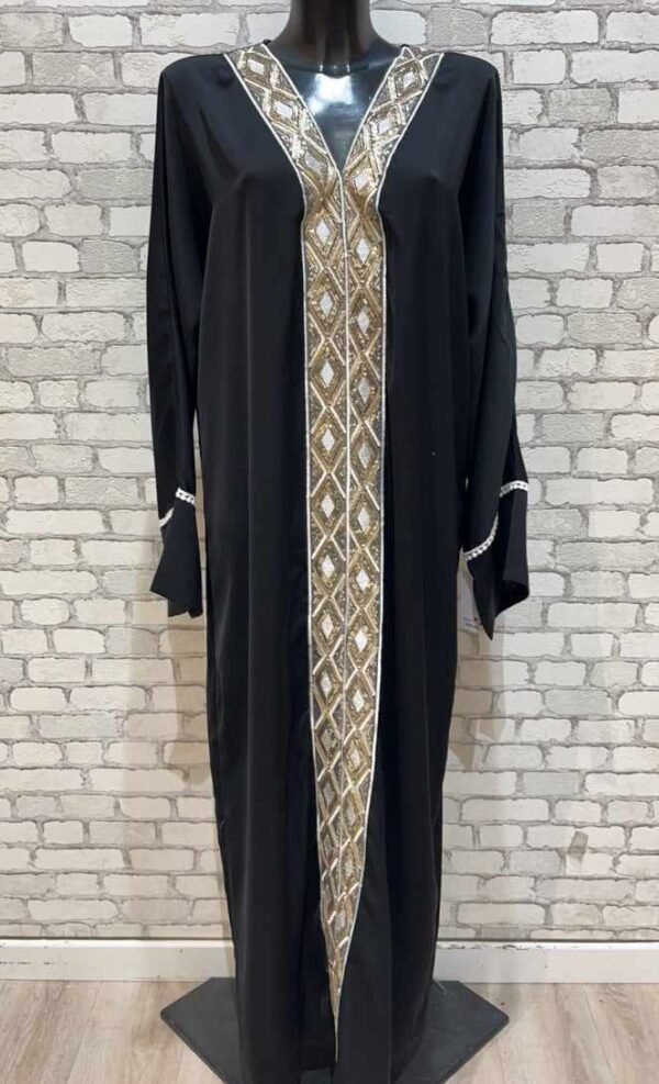 Abaya Dubaï noir Pailletée,Robe longue en soie de Médine