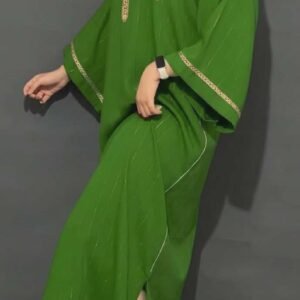 Caftan Brodé Khanjar, Gandoura marocaine en crêpe de soie