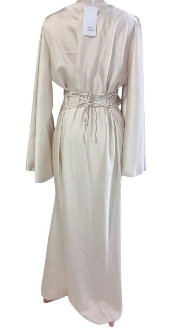 Robe longue satinée beige – Image 4