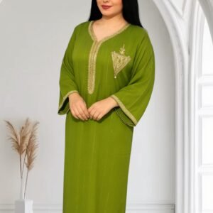 Caftan Brodé Khanjar, Gandoura marocaine en crêpe de soie