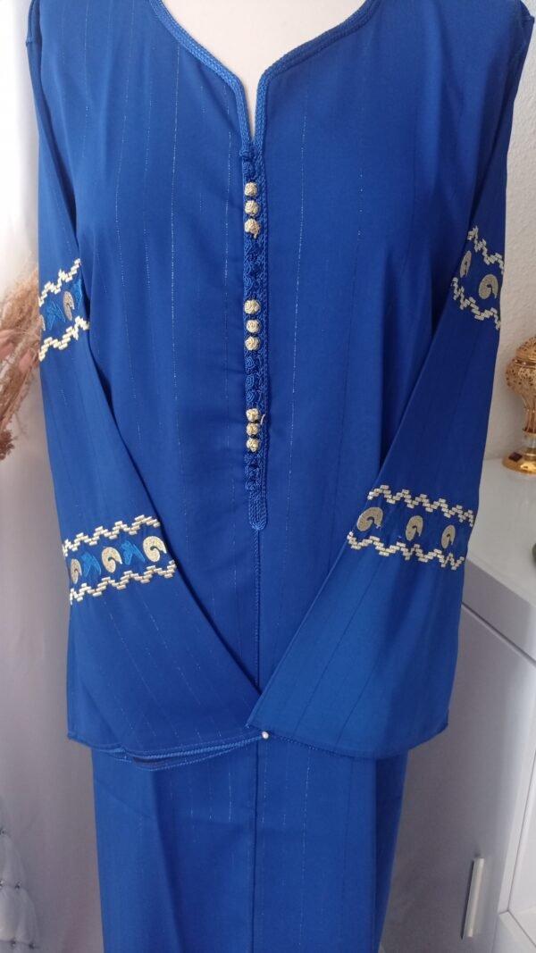 Gandoura en crêpe de soie, Caftan marocain manches brodés