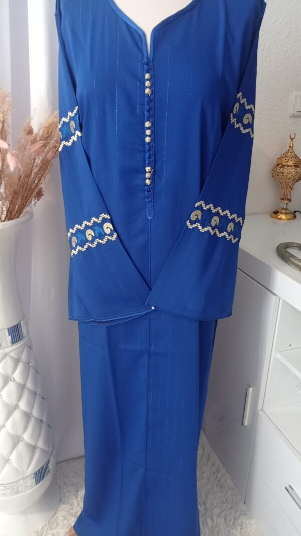 Gandoura en crêpe de soie, Caftan marocain manches brodés – Image 4