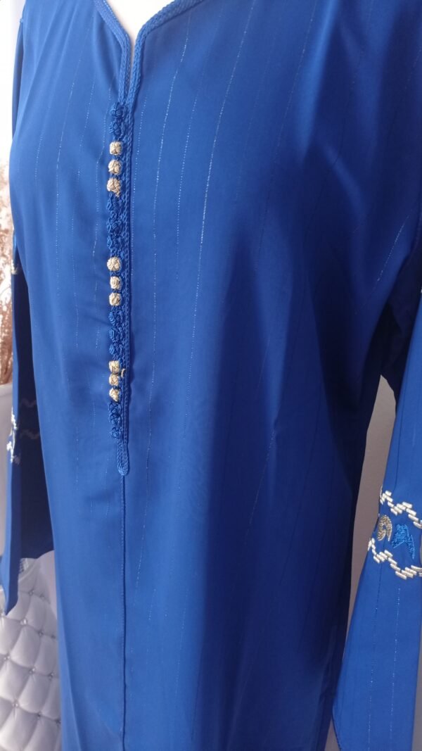Gandoura en crêpe de soie, Caftan marocain manches brodés – Image 5