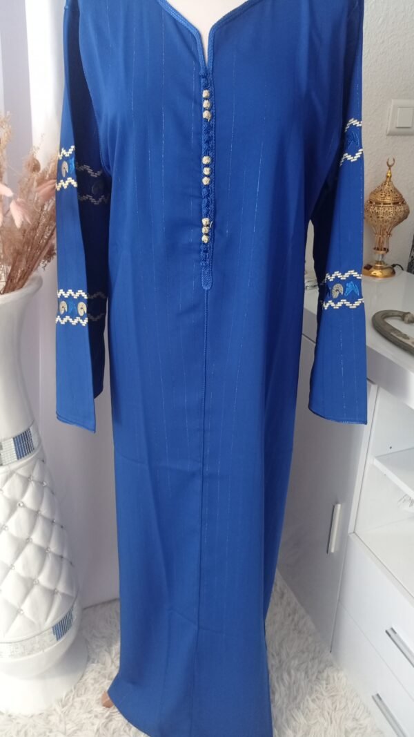 Gandoura en crêpe de soie, Caftan marocain manches brodés – Image 3