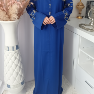 Gandoura en crêpe de soie, Caftan marocain manches brodés
