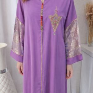 Caftan manches tlija, Gandoura marocaine en crêpe de soie