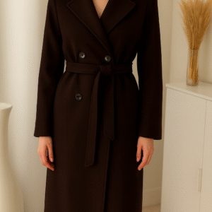 Manteaux en laine pour femme – doubele boutonnage – Automne et hiver – Trench avec ceinture – avec poches