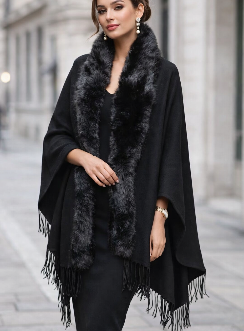 Poncho Femme Hiver – Chaud, Doux, En Laine Polaire – Style Châle élégant