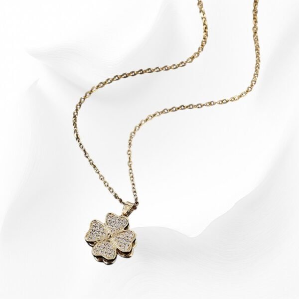 Pendentif Collier Quatre Cœurs en acier inoxydable Tournants – Image 3