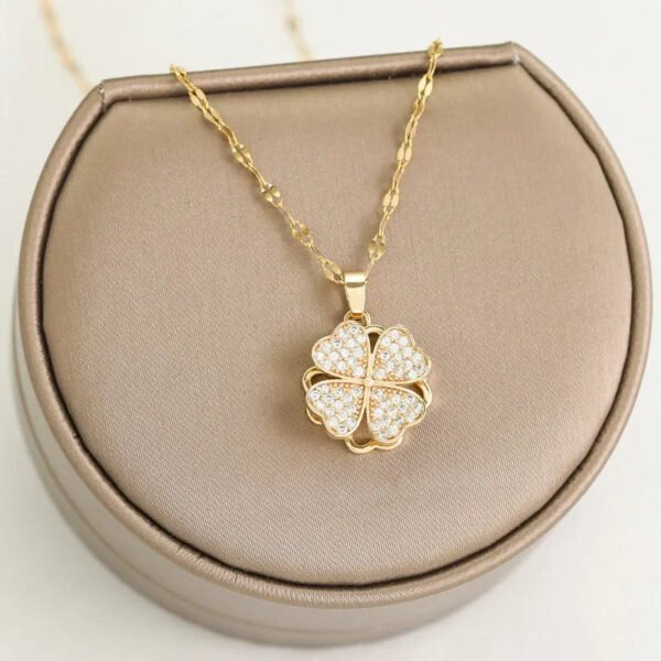 Pendentif Collier Quatre Cœurs en acier inoxydable Tournants – Image 4