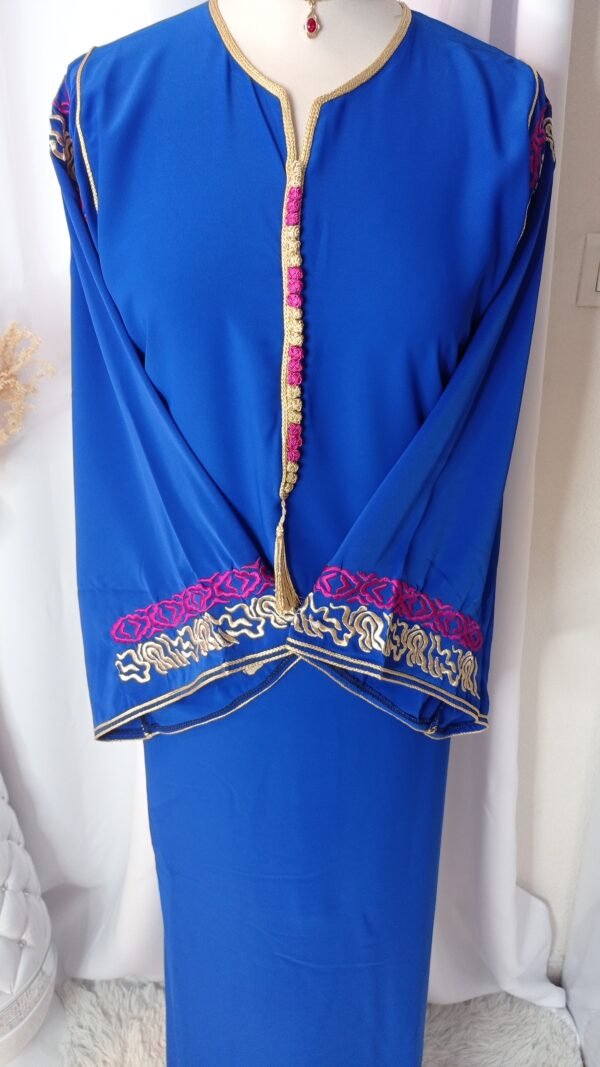 Caftan brodé en crêpe de soie, Gandoura marocaine – Image 5