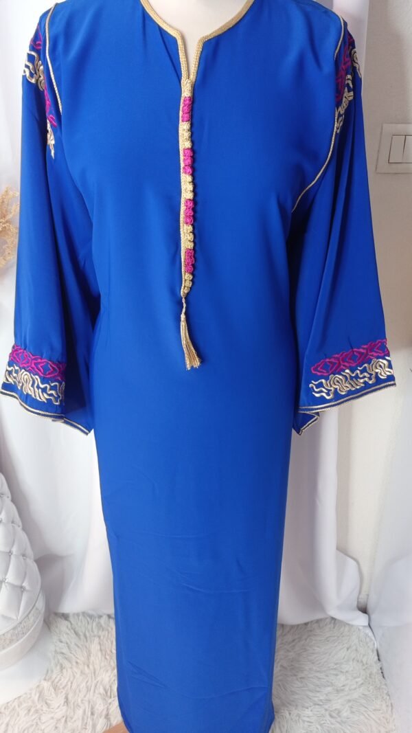 Caftan brodé en crêpe de soie, Gandoura marocaine – Image 4