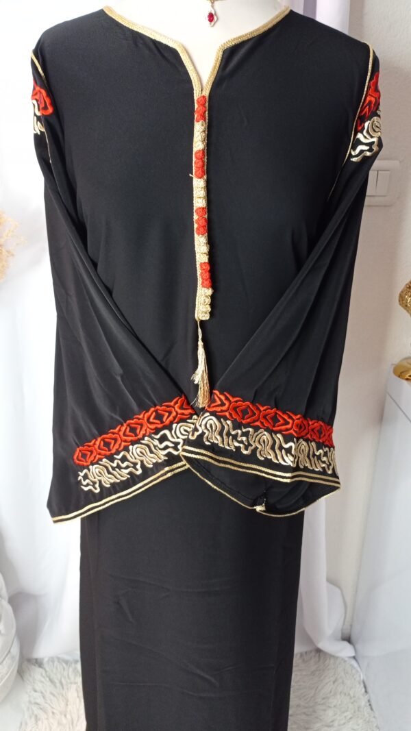 Caftan brodé en crêpe de soie, Gandoura marocaine – Image 2