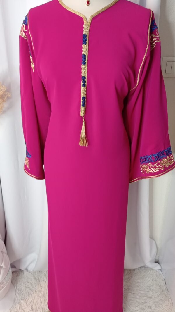 Caftan brodé en crêpe de soie, Gandoura marocaine – Image 8