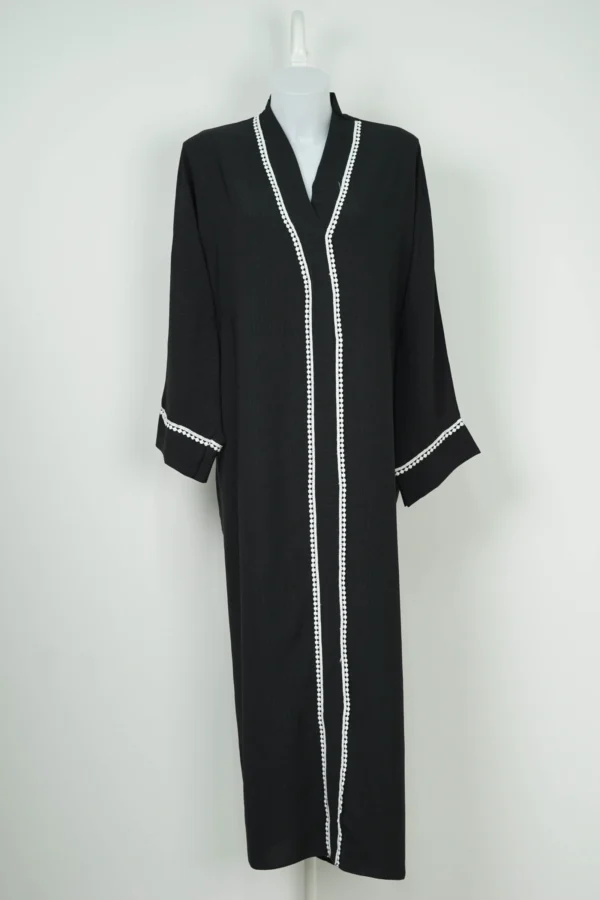 Abaya noir en jazz, Robe longue fluide et légère – Image 4