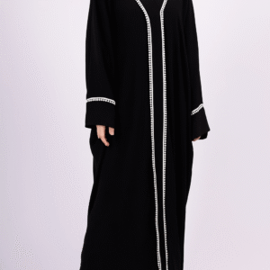 Abaya noir en jazz, Robe longue fluide et légère