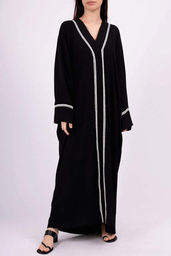 Abaya noir en jazz, Robe longue fluide et légère