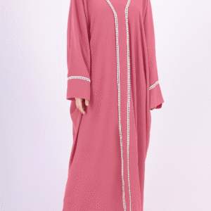 Abaya jazz vieux rose, Robe longue fluide et légère