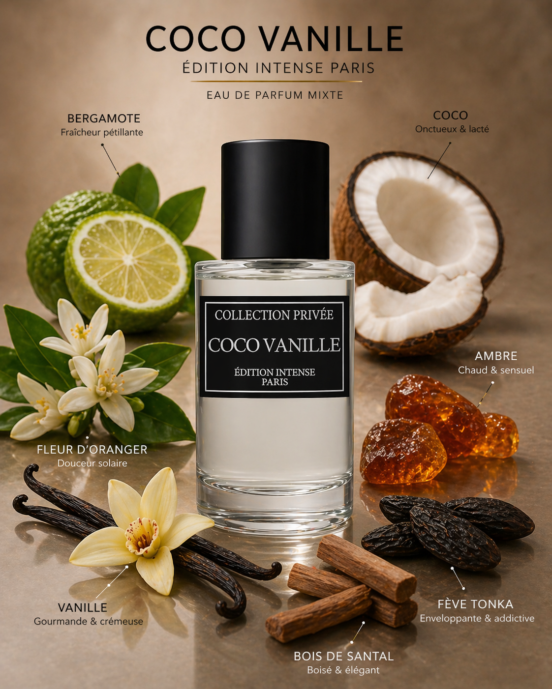Coco Vanille – Eau de Parfum mixte 50 ml – Edition Intense Paris