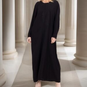 Abaya Robe Longue ornée de perles – Noir