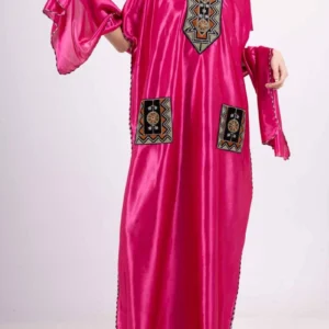 Gandoura Robe Longue Unie avec Poches + Châle