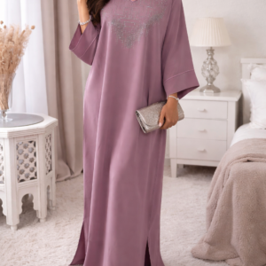 Gandoura Robe longue ornée de strass – Coupe Grande Taille (2XL)