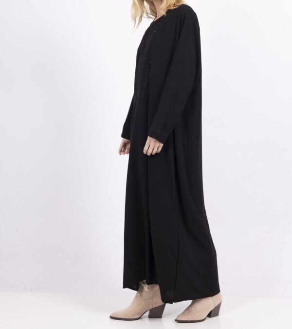 Abaya Robe Longue ornée de perles – Noir – Image 2