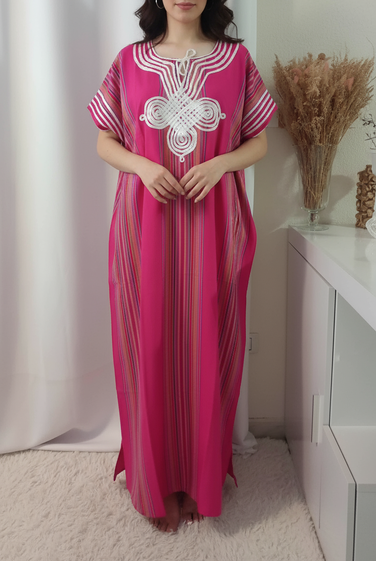 Gandoura marocaine en coton, Robe longue