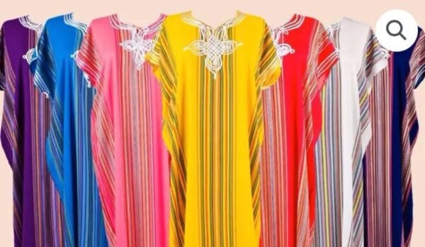 Gandoura à rayures, Robe longue, kaftan de plage