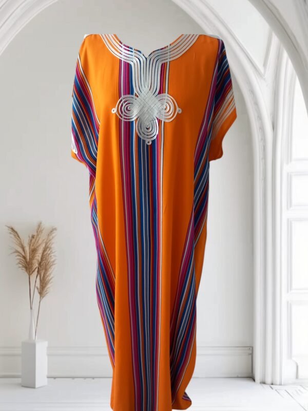 Gandoura à rayures, Robe longue, kaftan de plage – Image 9