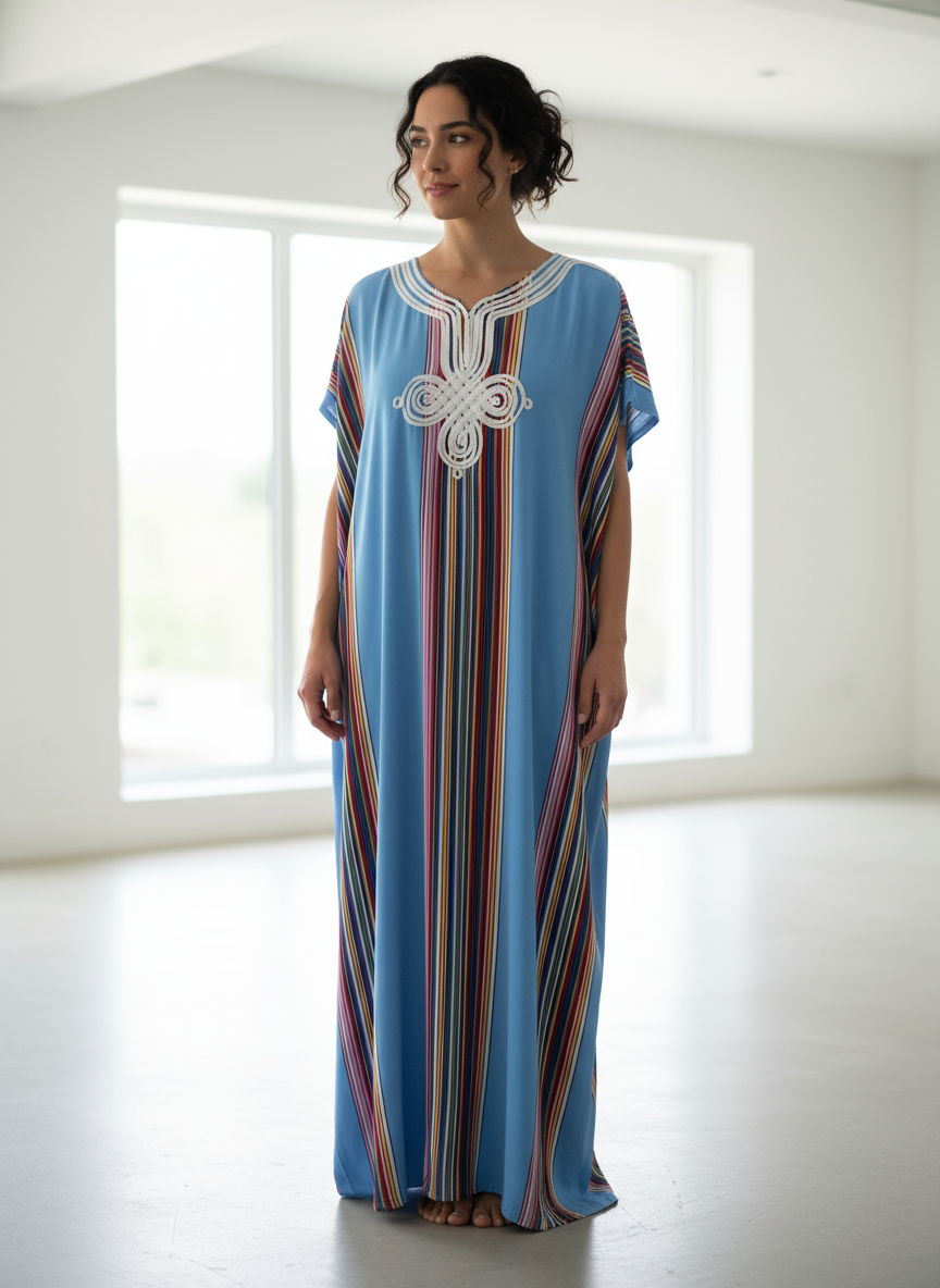 Gandoura marocaine, Robe longue à rayures, kaftan