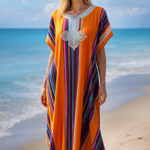 Gandoura marocaine, Robe longue à rayures, kaftan