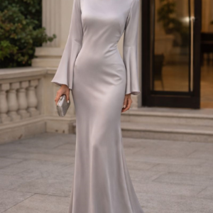 Robe longue de soirée satinée