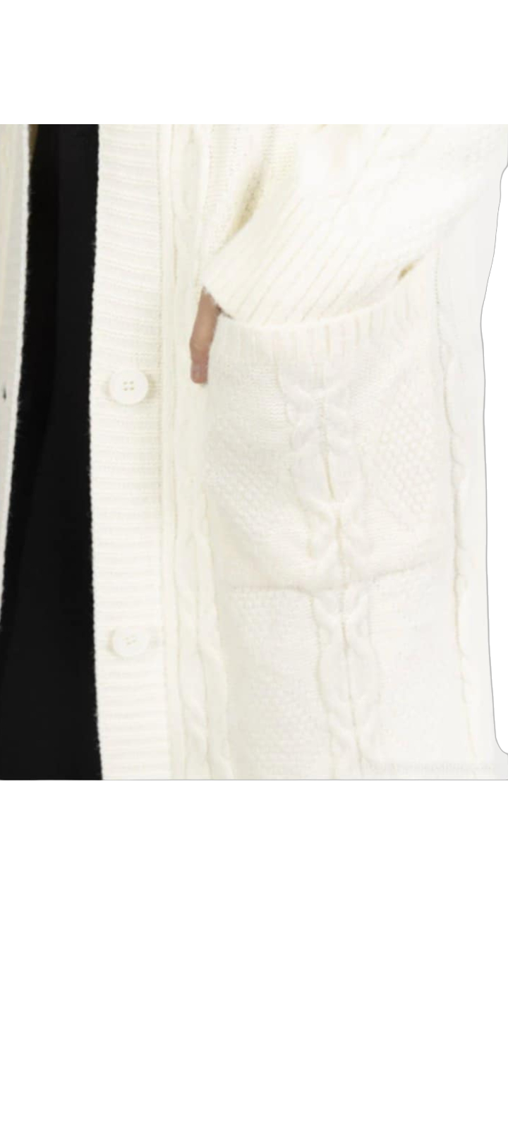 Cardigan Long, Gilet blanc en Grosse Maille avec Capuche et Poches – Image 4