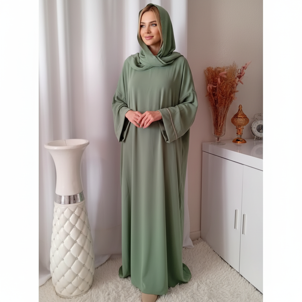 Abaya Voile intégré Femme – Robe de Prière en Soie de Médine