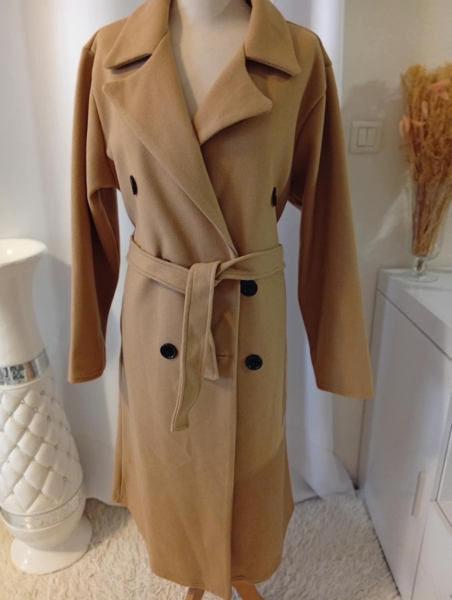 Manteau Long Ceinturé en Laine – Taille Unique (36 à 42) – Image 2