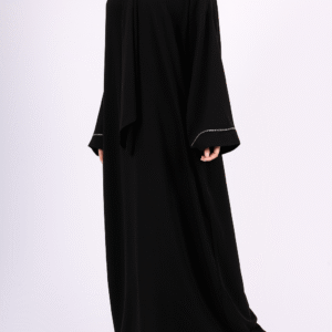 Abaya noir Voile intégré Femme – Robe de Prière en Soie de Médine