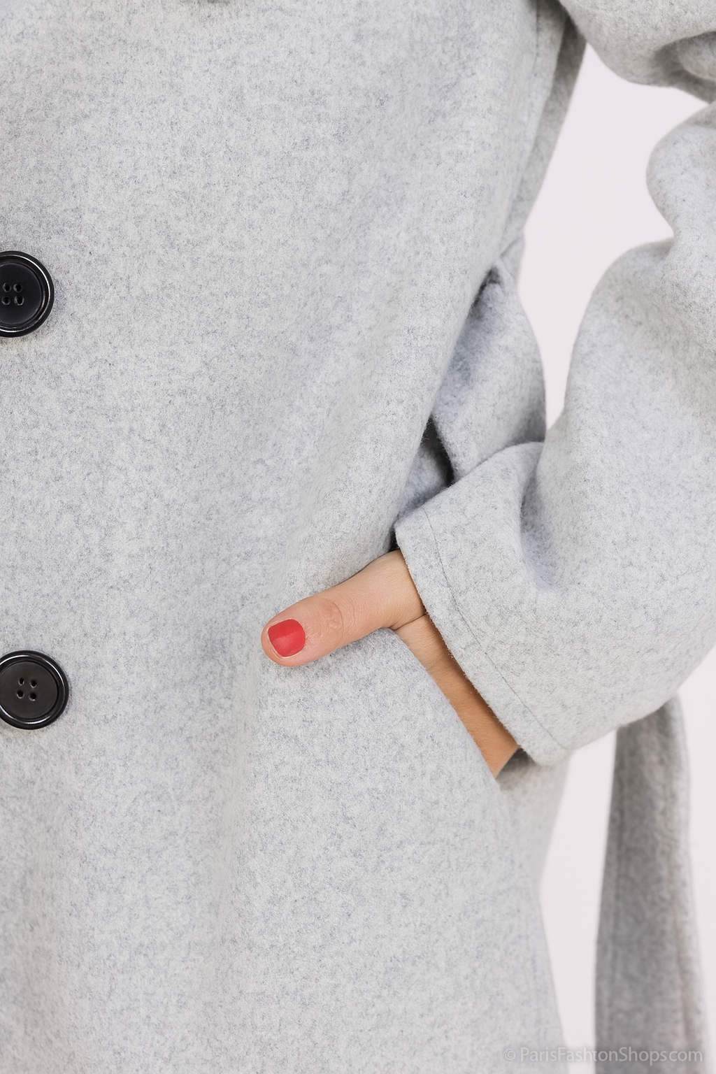 Manteaux en laine pour femme – doubele boutonnage – Automne et hiver – Trench avec ceinture – avec poches – Image 4