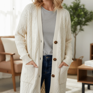 Gilet femme musulmane en maille avec poches